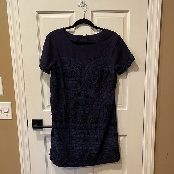 NWT Anthropologie Rae Embroidered Shift Dress Navy Size 4 #272 - Picture 5 of 6